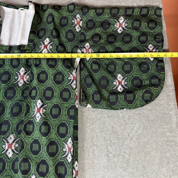 Vintage Japanese Haori Jacket Green Silk Ikat Boho Statement Coat - Picture 6 of 9